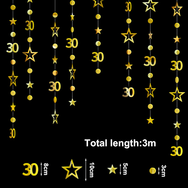 Tal 30 Runde Polka Dots Blinkende Stjerner Krans Sæt Metal