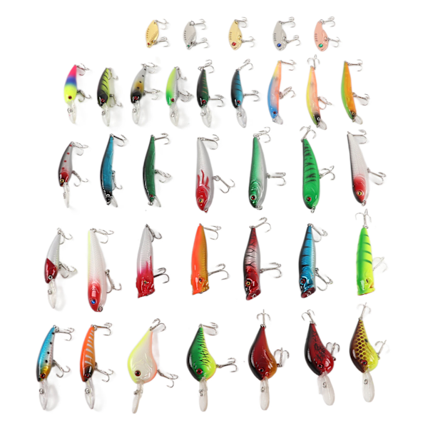 35 st Simulerings Hårdbete Blandad Minnow Fiske Lure Kit Minnow Lure för Sötvatten Saltvatten Båtfiske