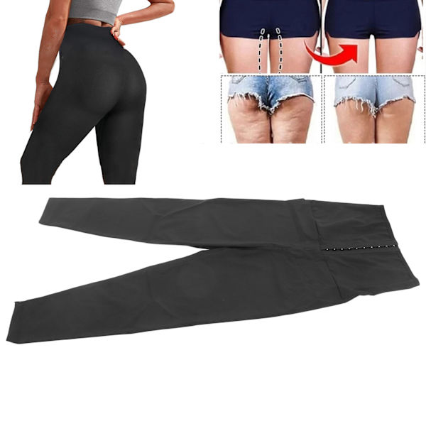 Sauna Svettebukser for Kvinner med Magekontroll, Høy Midje, Thermo Neoprene Treningsbukser, 4XL/5XL