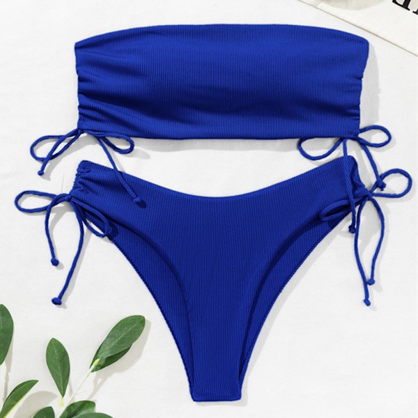 Ljuslila S Dam Halter String Bikini Set Sexig Trosa Cheeky Tvådelad Baddräkt Solid Färg Badkläder