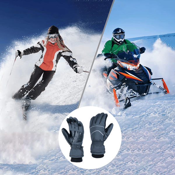 Skidhandskar, Vattentäta Vinterhandskar för Kallt Väder, Snowboardhandskar Gray