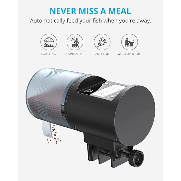 USB-opladbar Fiskefoderautomat, 200ml Automatisk Foderautomat til Guldfisk