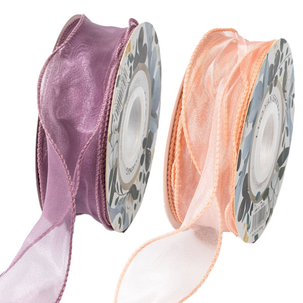 2 rullar 4 cm bred transparent organza-band - 20 meter för presentinslagning, buketter