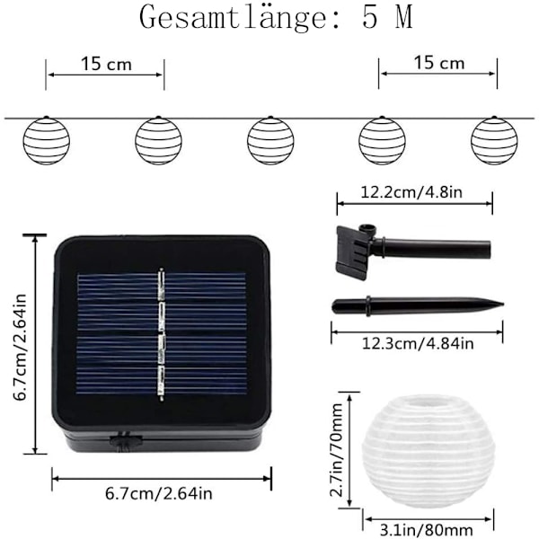 Lyktljusslinga: Soldrivna flerfärgade lyktor, energieffektiv belysning för trädgårdar, uteplatser, jul, julgranar, helgdagar, fester
