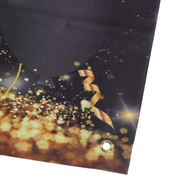 Glad 18 års fødselsdag Baggrundsort Guld 180x99cm Genanvendelig Glad Fødselsdag Dekorationer med 4 Øjer