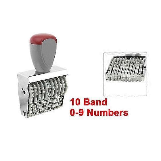 Kontor 10 Band 5mm X 3mm Gummi 0-9 Siffror Nummerstämplare Grå Röd