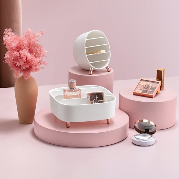 Elegant Design Kosmetikförvaring Skrivbordsorganisatör, Lyxig Finish Multifunktionell Hylla För Smycken, Kosmetika Och Kontorsmaterial