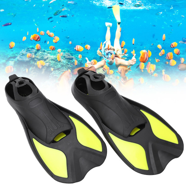Svart gula M utomhus vattensporter simning fenor mjuka snorkel dykning fenor vuxen man kvinna simskor