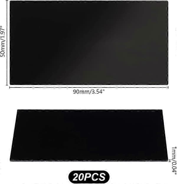 Rektangulära akrylskivor för DIY-bordsplaceringskort för bröllop, svarta, 90x50x1 mm