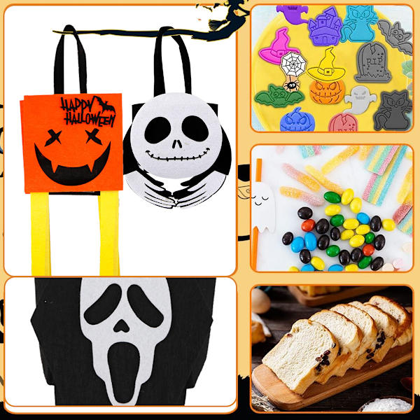 4 stk Halloween Slikpose DIY Materialpakke Børnegaveposer