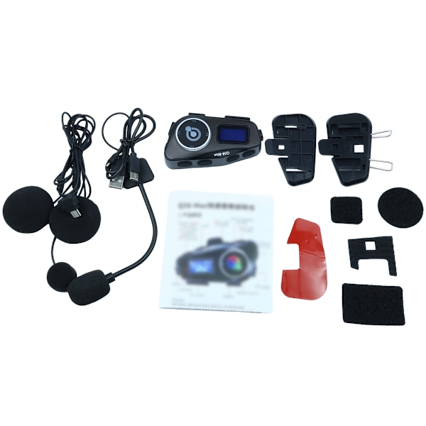 Motorcykelhjälm Bluetooth-headset med intercom, lämplig för 2 personer, maximal räckvidd 500 m, högtalare