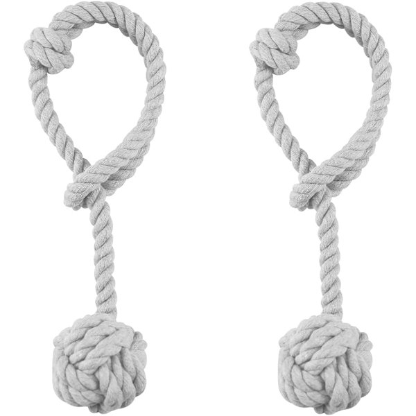 Beige gardinbinding (64 cm), 2 stk. grå gardinbindinger, håndlavet