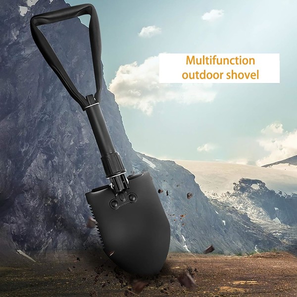 Camping Multifunksjonell Folding Spade, Avtakbar Bærbar