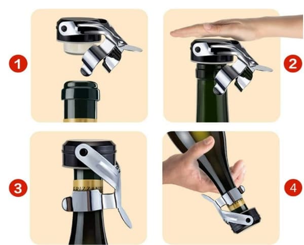 Pakke med 2 (Sølv) Champagne Prop og Vinflaske Prop Stain