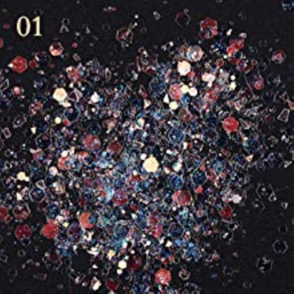 Micup Holografisk Neglekunst Dekorsett Regnbue Neglepailetter Havfrue Fargerike Flakes Glitter Sminke for Negle Ansikt Kropp Øyne - 8 Farger