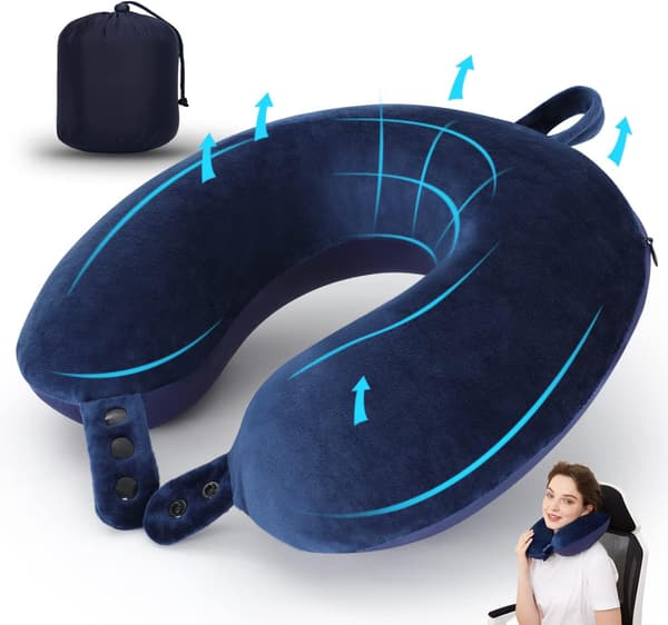 (Mörkblå) Rese Nackkudde, Bästa Memory Foam Flygplanskudde