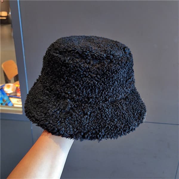 Vinterhat, dame lammeuld varm basin hat, plys fiskerhat