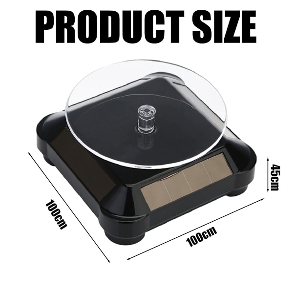 Solcelled Display Stativ Drejeskive, Batteri Dobbelt Brugt Roterende Display til Smykker Spinner Ur Hobby Samling Hylde - Sort