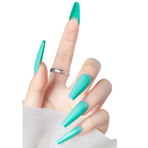 Neglemanicure stykke fuld klistermærker slid lang ballet falsk negle stykke patch ensfarvet T-negle