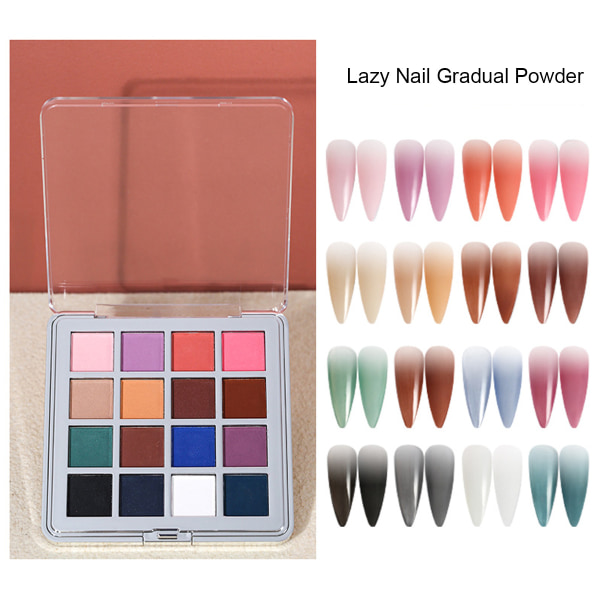Nagelpulverset, 16 färger pigment solid iriserande neon
