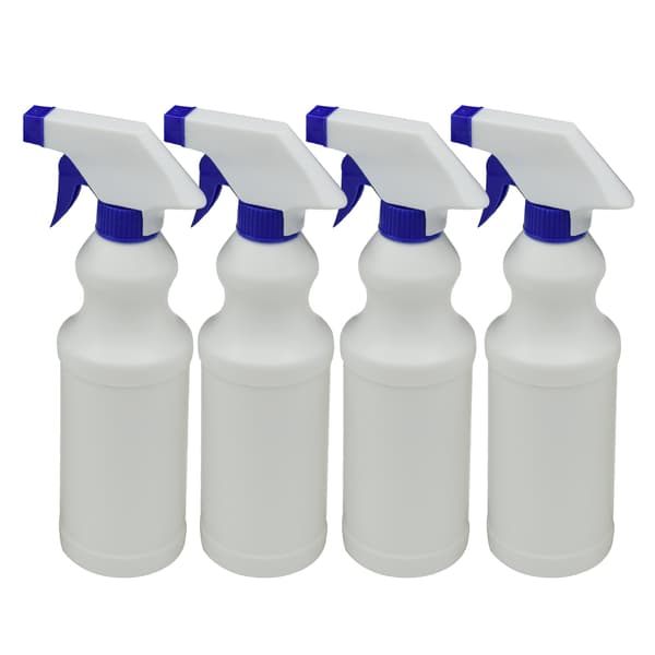 Multifunktionella sprayflaskor (500 ml, 4-pack), justerbart munstycke för exakt dimma &amp; stråle, slitstarkt HDPE-material med kemisk resistens