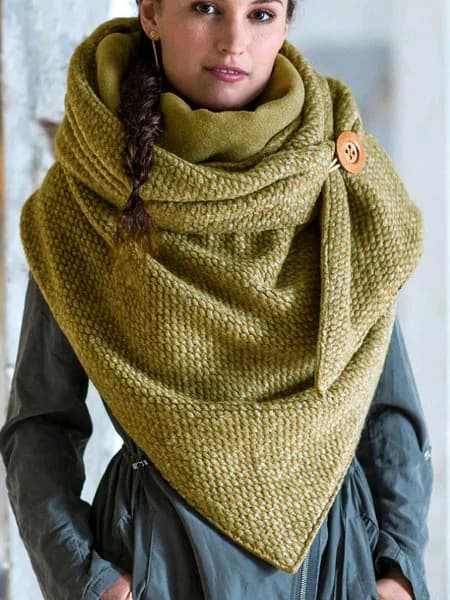 Gulgrön Mode Herr Dam Bomull Triangelscarf med Retro B