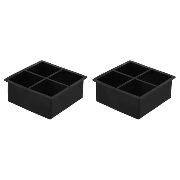 Svart sett med 2 silikonisbitformer, 4 isbiter per form,