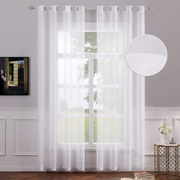 Gennemsigtig Voile Gardin med Øjer, Transparent Look Gardin Trans