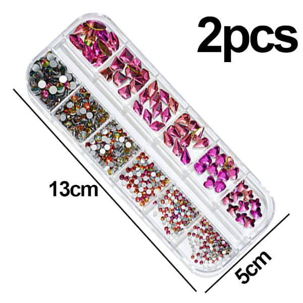Neglekunst Rhinestones Kit, Krystaller AB Rhinestones til Negle, Multiformer Flatback Neglesteene