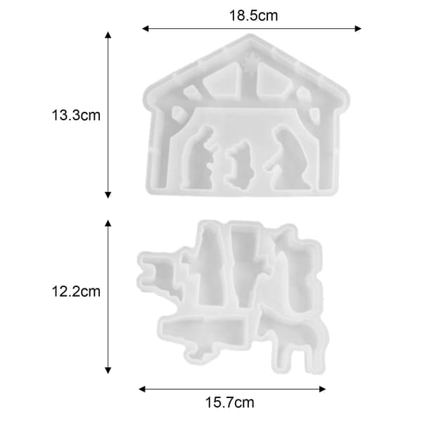 Silikoneforme, Julekrybbe Silikoneform, Julekrybbe Figurer Silikoneform, 2-pak DIY Håndværkssæt til Lys, Resin, Gips