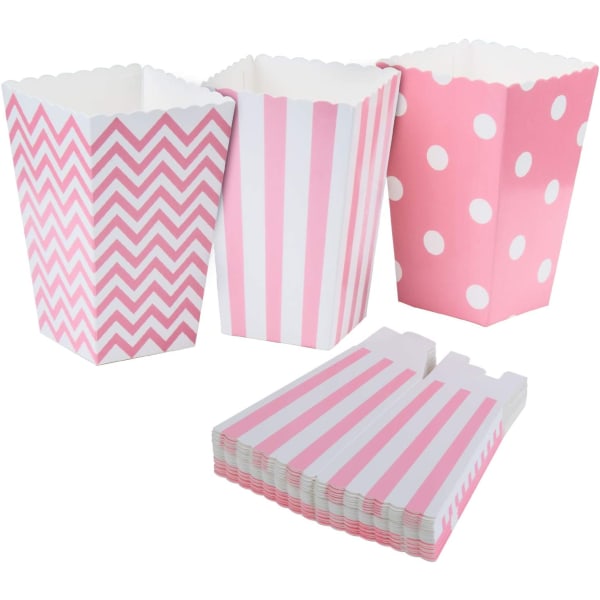 Diealles Popcorn-lådor, 36-pack Popcornpåsar Popcorn Godislådor Behållare för Festsnacks, Godis, Popcorn och Gåvor - Rosa