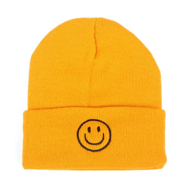 Sort hue til mænd, smileys broderet akryl blød vinterhue