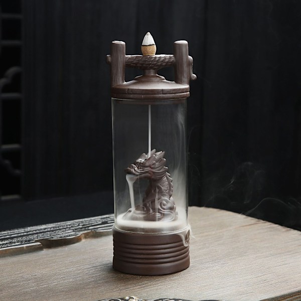 Røgelsesholder Censer Røg Tilbageflow Røgelsesbrænder Dekoration Ornament med Akryl Dæksel