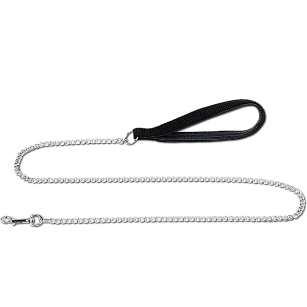 Solid Metall Hundefører 120cm med Polstret Håndtak Klassisk Leie Hundefører med Komfortabel Nylon Håndtak for Vandring Gåtur med Hunden