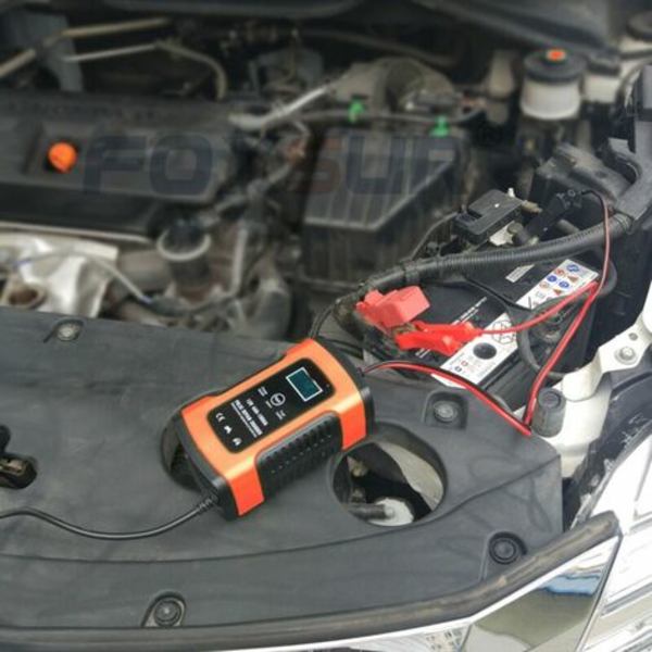 Batteriladdare, Bärbar Smart Bilbatteriförstärkare, Batteriladdare för Motorcykel/Bil med Multipelskydd, Laddning, Underhåll och