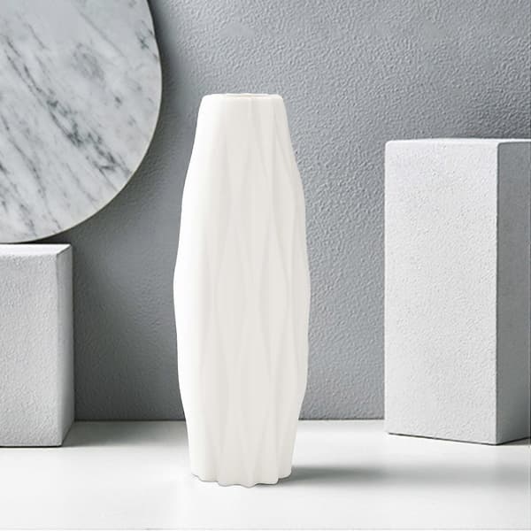 Blomvas dekoration hem plastvas vit imiterad keramik nordisk dekorationsvas (vit)