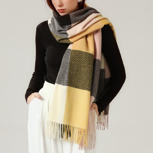 Dame Lang Rutete Teppe Chunky Oversized Vinter/Høst Varmt