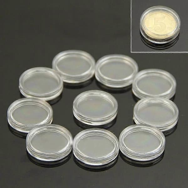 100 stk/boks 30 mm rund myntoppbevaringsholder Plastutstillingsveske Samleobjekter Gave