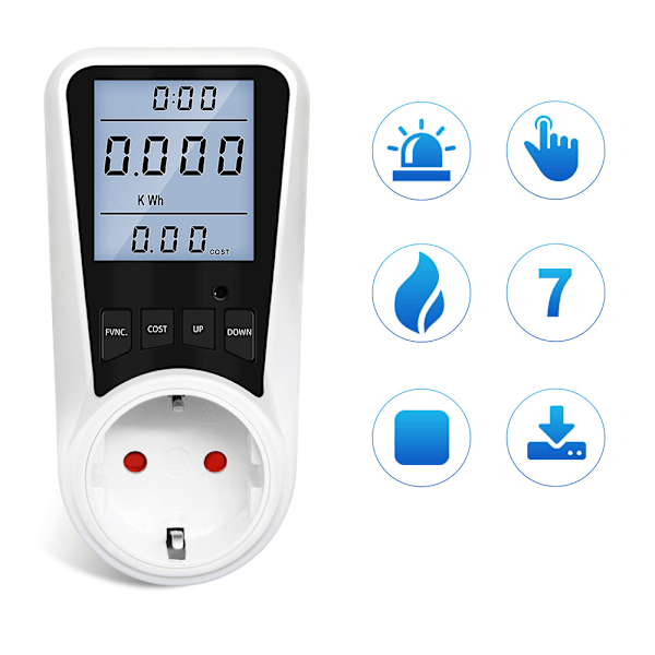 Koldioxidmedveten energimätare, digital monitor för energibesparingar, noggrann spårning av spänningsfrekvens, bakgrundsbelyst display, överbelastningsskydd för