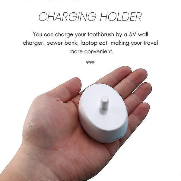 Lader for tannbørsteutskifting, induktiv ladestasjon, modell 3757, USB-kabel, hvit