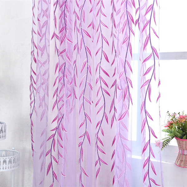 Spets Blommig Skir för Fönster Dörr, Broderade Dörrgardiner Högkvalitativ Polyester Transparent Spets Tyg Elegant Design för Vardagsrum Sovrum