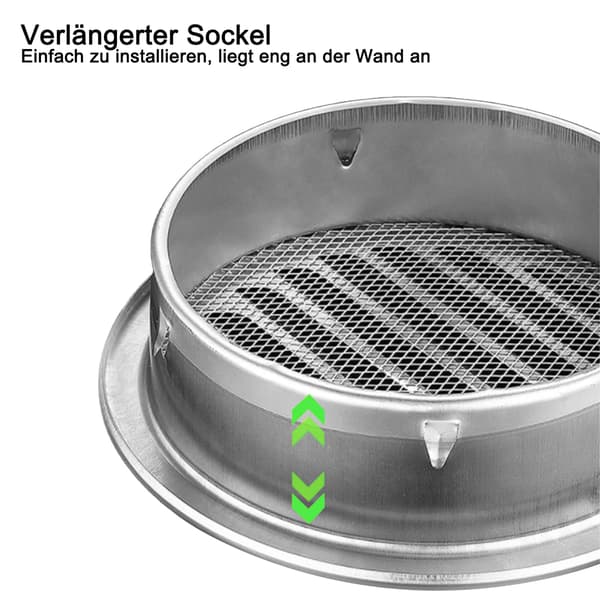 Soffitventiler i rustfrit stål til skabe, luftventilationshætte med smukt gitter rundt ventilationsdæksel i rustfrit stål