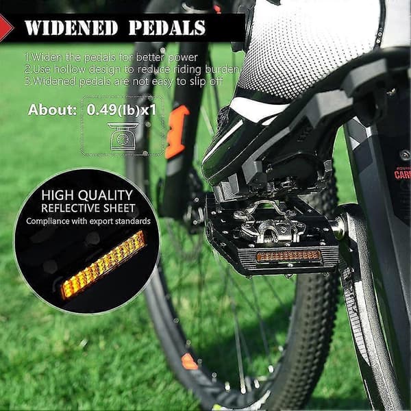 Mountainbikepedaler, dubbelfunktionsplattform och SPD-pedal aluminium 9/16 tum förseglad Clipless cykel
