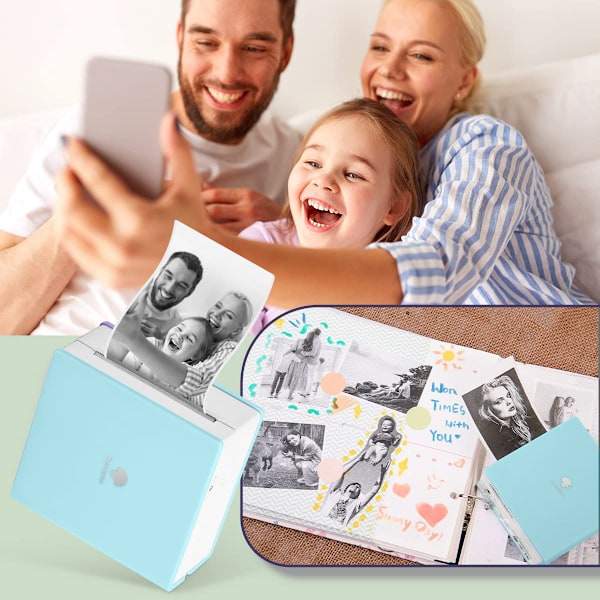 M02 Fickprinter Miniskrivare för Smartphone, Termisk Skrivare Bluetooth Etikettskrivare, Kompatibel med i0S Android, för Etiketter, Foton,