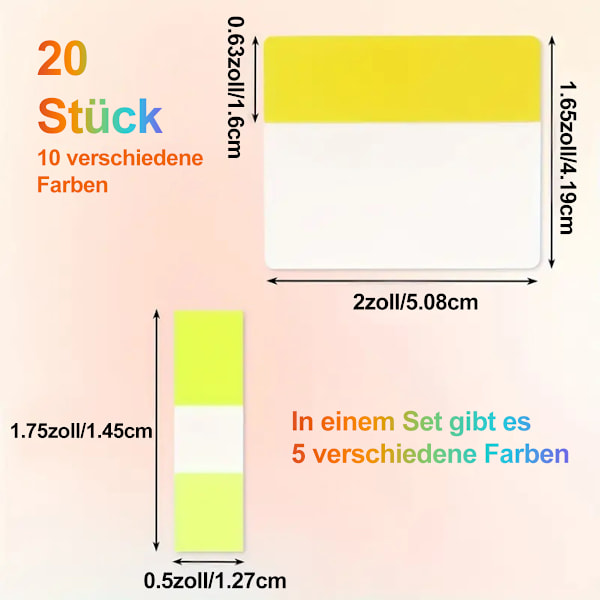 20 stk. notatlapp - Ti farger + 1 stk. Fem farger notatlapp