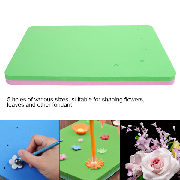 Fondant svampdyna med 5 hål rektangulär fondant tårta blomma torkmatta modelleringsverktyg
