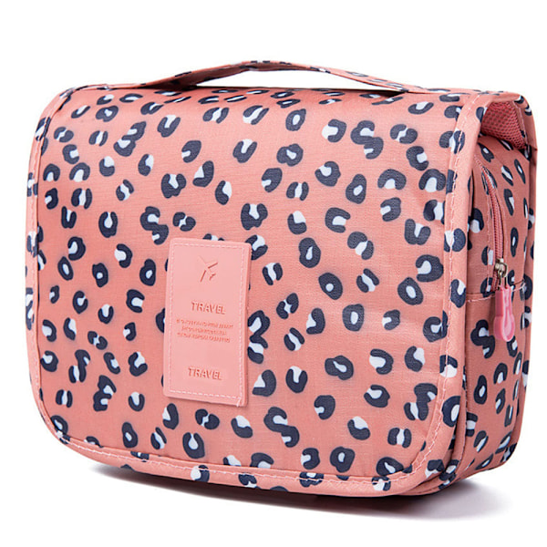 Essential Traveler: Portabel Toalettväska, Krokdesign Slitstarkt Material För Män Och Kvinnor, Rosa Leopardtryck