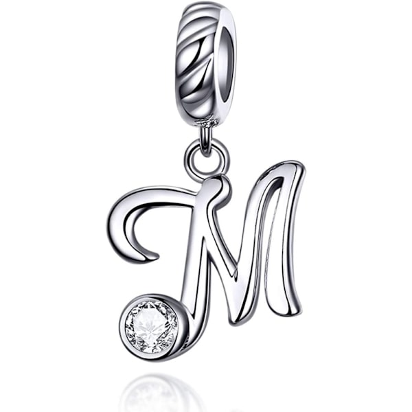 925 Sterling Hopean Aakkoskirjain-Helmi Charm-Rannekkeille ja Kaulakoruille