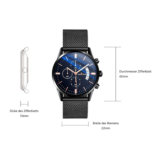 Mænds Armbåndsur Mode Vandafvisende Sport Analog Kvarts Ur Ultra-Tyndt Urtav Rustfrit Stål Mesh Armbåndsur Mænd Dato