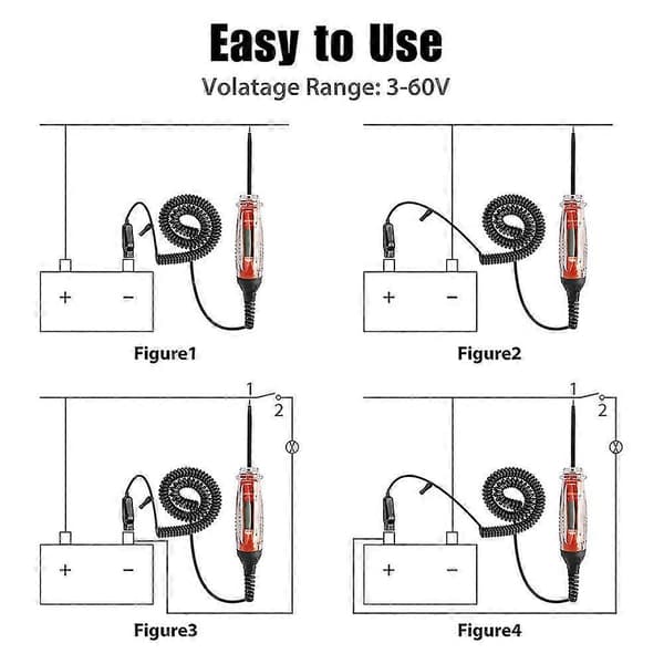 Automotive Test Light 3-60v Dc Digital Lys Tester Med Voltmeter, Kraftig Auto Krets Tester E